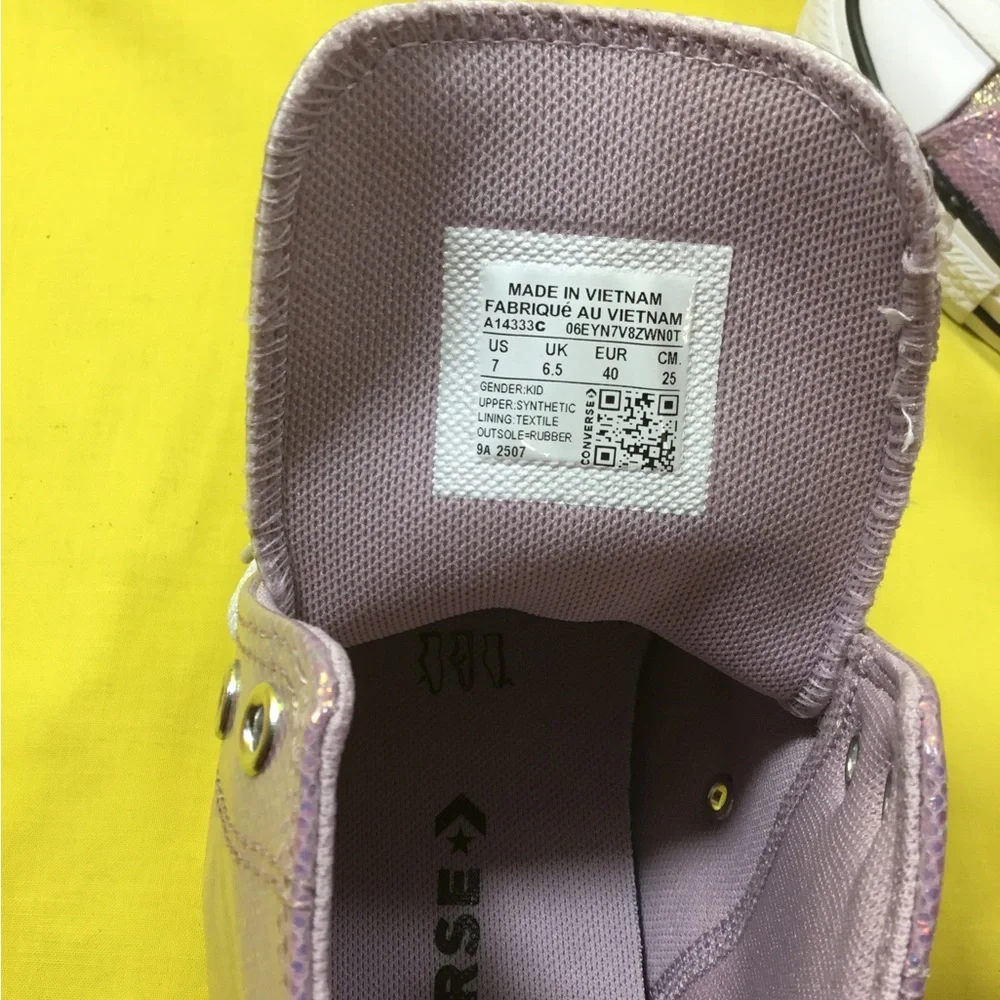 Converse Kids' All Star High Top Sneakers - Pink Glitter Size 7 women